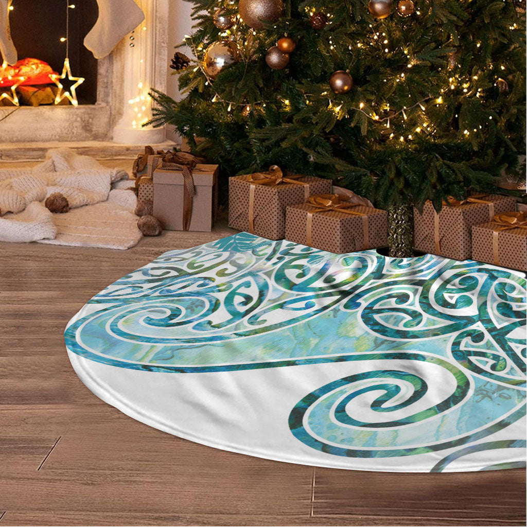 Aotearoa Maori Koru Curves Tree Skirt Mossy Paua Shell LT7 - Polynesian Pride