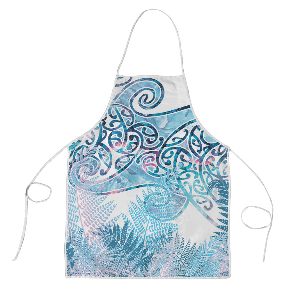 Aotearoa Maori Koru Curves Apron Aqua Paua Shell