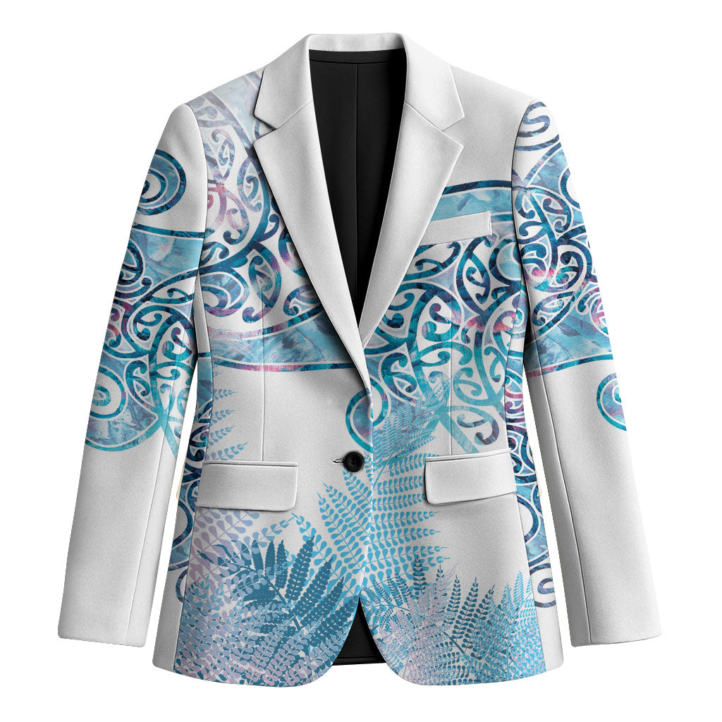Aotearoa Maori Koru Curves Blazer Aqua Paua Shell