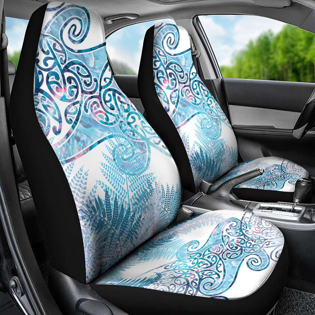 Aotearoa Maori Koru Curves Car Seat Cover Aqua Paua Shell LT7 - Polynesian Pride