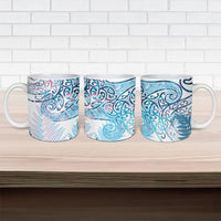 Aotearoa Maori Koru Curves Ceramic Mug Aqua Paua Shell