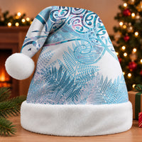 Aotearoa Maori Koru Curves Christmas Santa Hat Aqua Paua Shell LT7 Without Fur Blue - Polynesian Pride