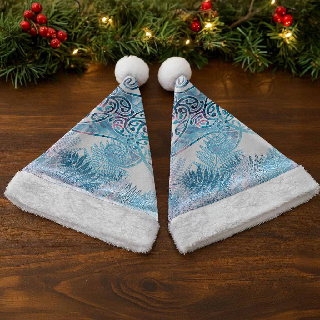 Aotearoa Maori Koru Curves Christmas Santa Hat Aqua Paua Shell LT7 - Polynesian Pride