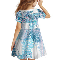 Aotearoa Maori Koru Curves Family Matching Off Shoulder Maxi Dress and Hawaiian Shirt Aqua Paua Shell LT7 - Polynesian Pride