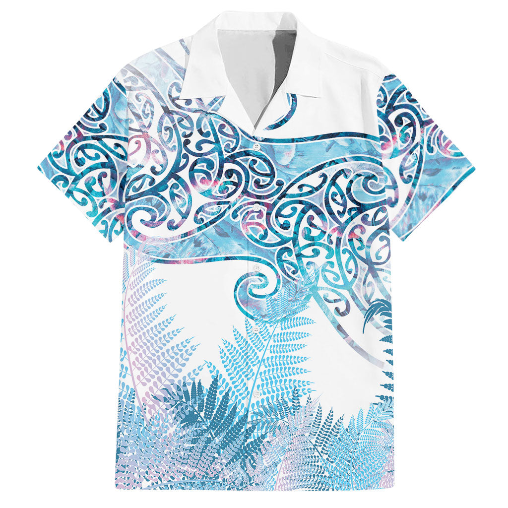Aotearoa Maori Koru Curves Hawaiian Shirt Aqua Paua Shell