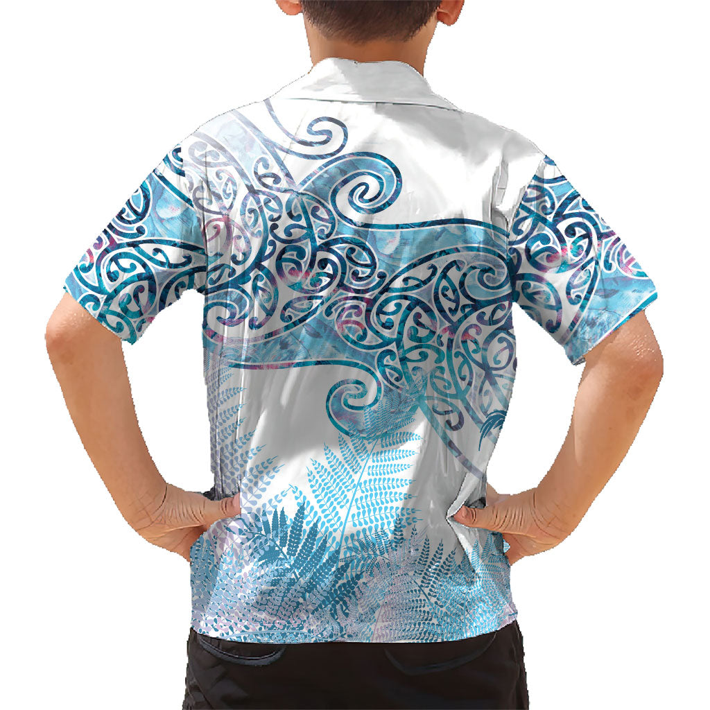 Aotearoa Maori Koru Curves Hawaiian Shirt Aqua Paua Shell