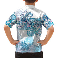 Aotearoa Maori Koru Curves Kid Hawaiian Shirt Aqua Paua Shell