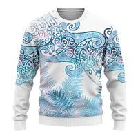 Aotearoa Maori Koru Curves Ugly Christmas Sweater Aqua Paua Shell LT7 - Polynesian Pride