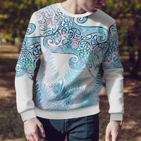 Aotearoa Maori Koru Curves Ugly Christmas Sweater Aqua Paua Shell LT7 - Polynesian Pride