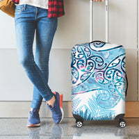 Aotearoa Maori Koru Curves Luggage Cover Aqua Paua Shell