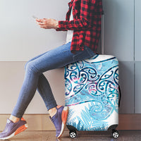 Aotearoa Maori Koru Curves Luggage Cover Aqua Paua Shell