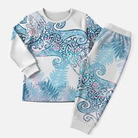 Aotearoa Maori Koru Curves Christmas Pajama Set Aqua Paua Shell LT7 Men Blue - Polynesian Pride