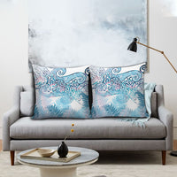 Aotearoa Maori Koru Curves Pillow Cover Aqua Paua Shell