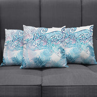 Aotearoa Maori Koru Curves Pillow Cover Aqua Paua Shell
