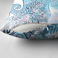 Aotearoa Maori Koru Curves Pillow Cover Aqua Paua Shell