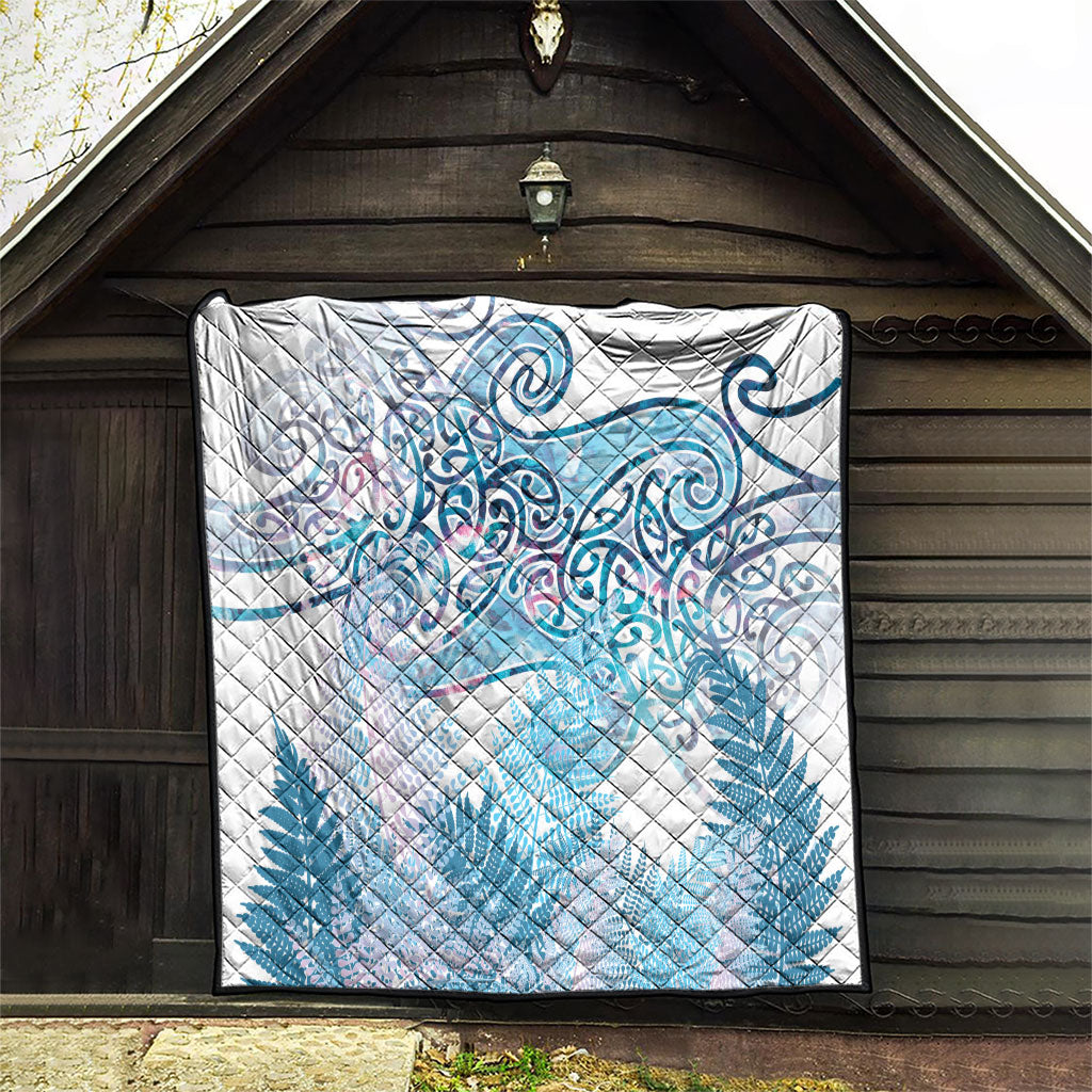 Aotearoa Maori Koru Curves Quilt Aqua Paua Shell