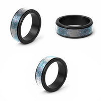 Aotearoa Maori Koru Curves Spinner Ring Aqua Paua Shell