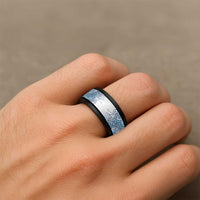 Aotearoa Maori Koru Curves Spinner Ring Aqua Paua Shell