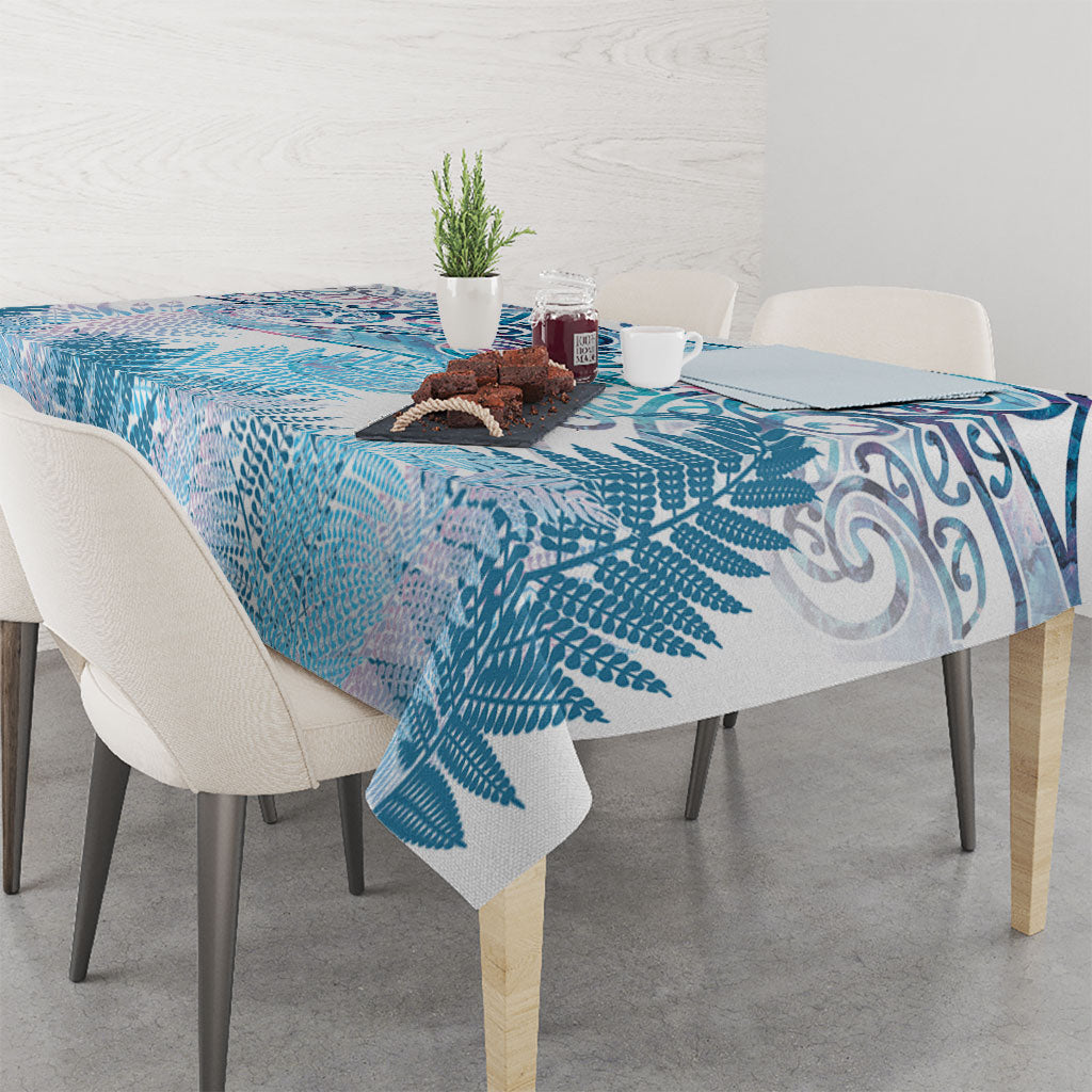Aotearoa Maori Koru Curves Tablecloth Aqua Paua Shell