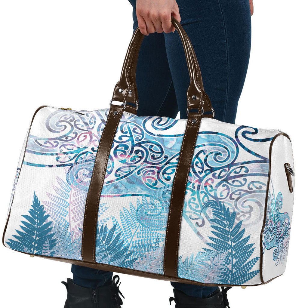 Aotearoa Maori Koru Curves Travel Bag Aqua Paua Shell