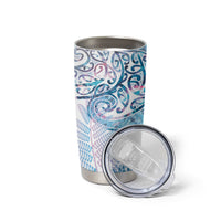 Aotearoa Maori Koru Curves Tumbler Cup Aqua Paua Shell