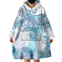 Aotearoa Maori Koru Curves Wearable Blanket Hoodie Aqua Paua Shell