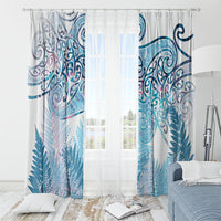 Aotearoa Maori Koru Curves Window Curtain Aqua Paua Shell