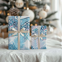 Aotearoa Maori Koru Curves Wrapping Paper Aqua Paua Shell