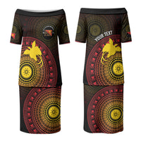 Papua New Guinea Independence Personalized Couples Matching Puletasi and Long Sleeve Button Shirt Tapa Circle LT7 - Polynesian Pride