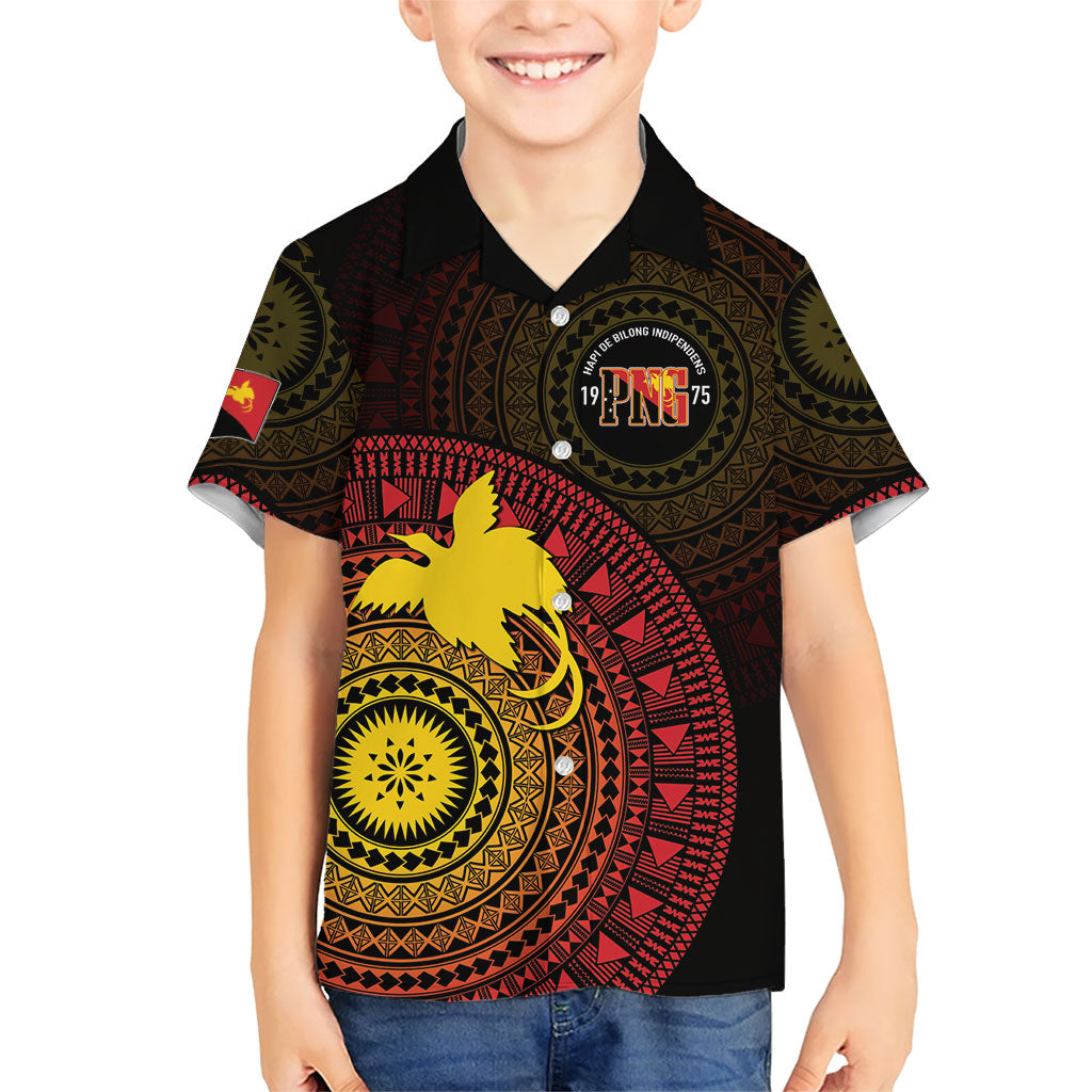 Papua New Guinea Independence Personalized Family Matching Long Sleeve Bodycon Dress and Hawaiian Shirt Tapa Circle LT7 Son's Shirt Black - Polynesian Pride