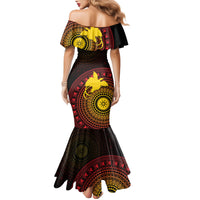 Papua New Guinea Independence Personalized Family Matching Mermaid Dress and Hawaiian Shirt Tapa Circle LT7 - Polynesian Pride