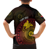 Papua New Guinea Independence Personalized Family Matching Off Shoulder Short Dress and Hawaiian Shirt Tapa Circle LT7 - Polynesian Pride