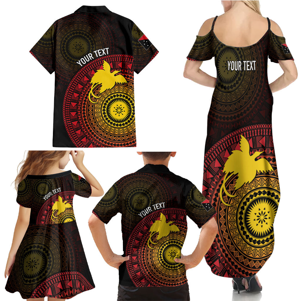 Papua New Guinea Independence Personalized Family Matching Summer Maxi Dress and Hawaiian Shirt Tapa Circle LT7 - Polynesian Pride
