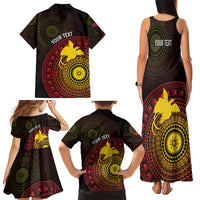 Papua New Guinea Independence Personalized Family Matching Tank Maxi Dress and Hawaiian Shirt Tapa Circle LT7 - Polynesian Pride