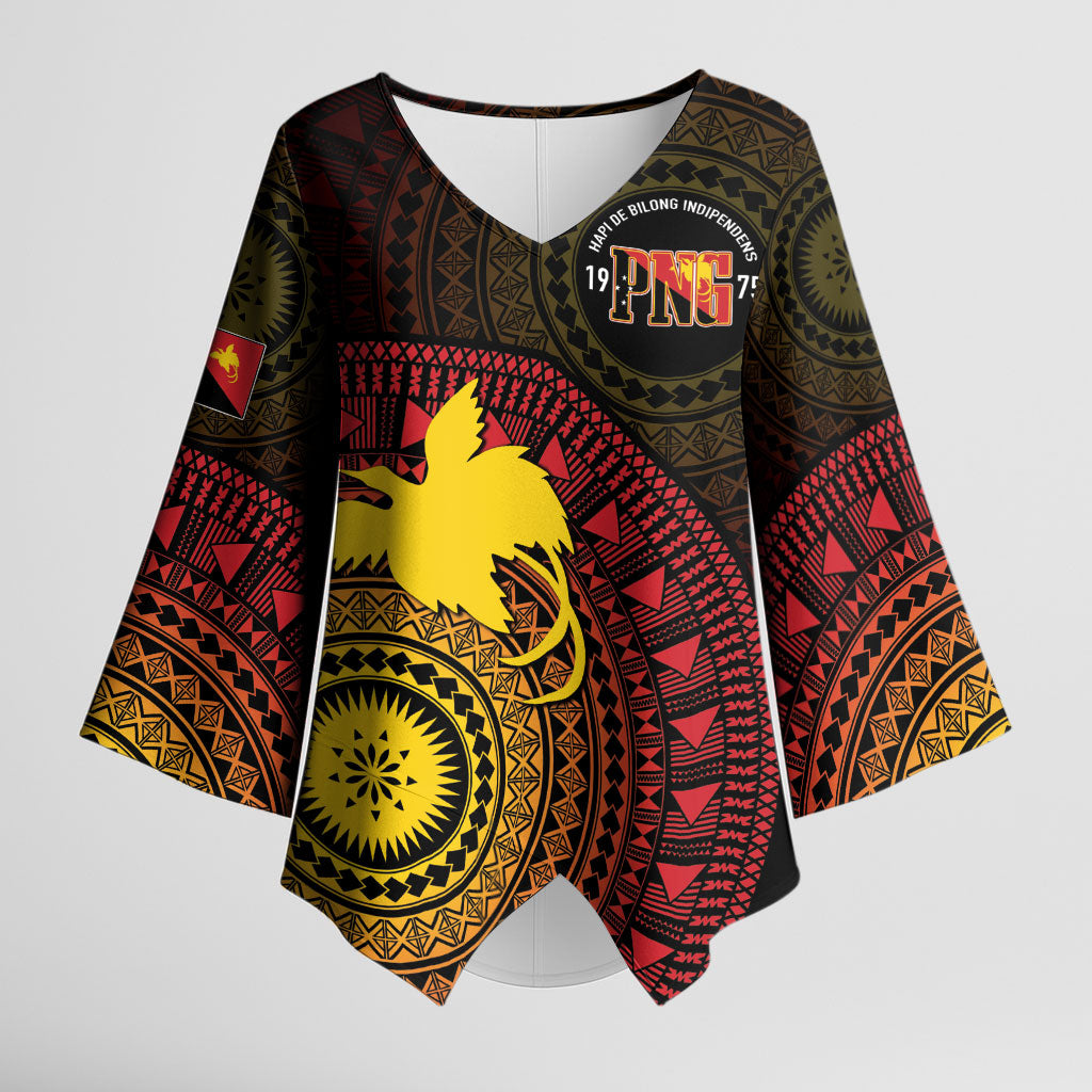 Papua New Guinea Independence Personalized Kimono Sleeve Blouse Tapa Circle