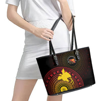 Papua New Guinea Independence Leather Tote Bag Tapa Circle