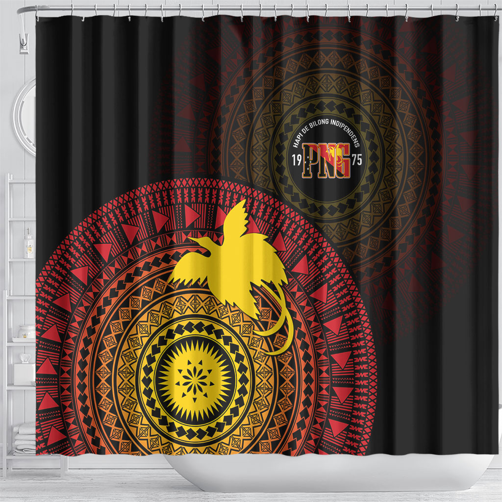Papua New Guinea Independence Shower Curtain Tapa Circle