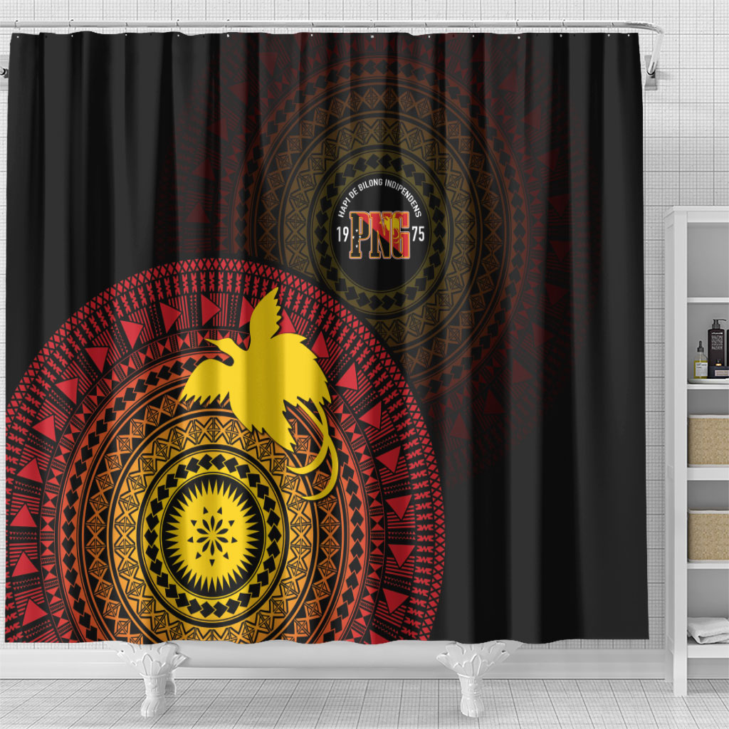 Papua New Guinea Independence Shower Curtain Tapa Circle