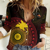 Papua New Guinea Independence Personalized Women Casual Shirt Tapa Circle LT7 Female Black - Polynesian Pride
