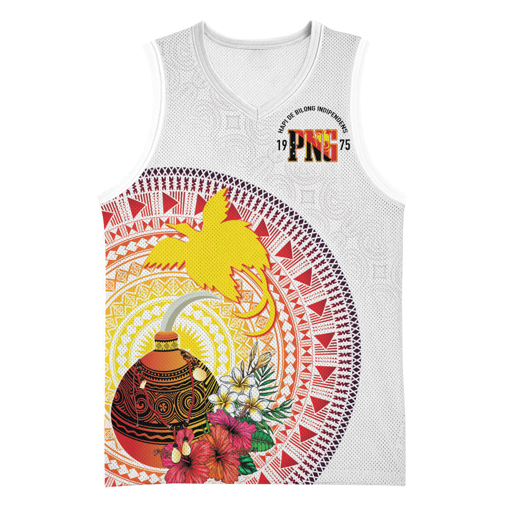 Hapi De Bilong Indipendens Papua New Guinea Basketball Jersey PNG Lime Pot LT7 Unisex White - Polynesian Pride