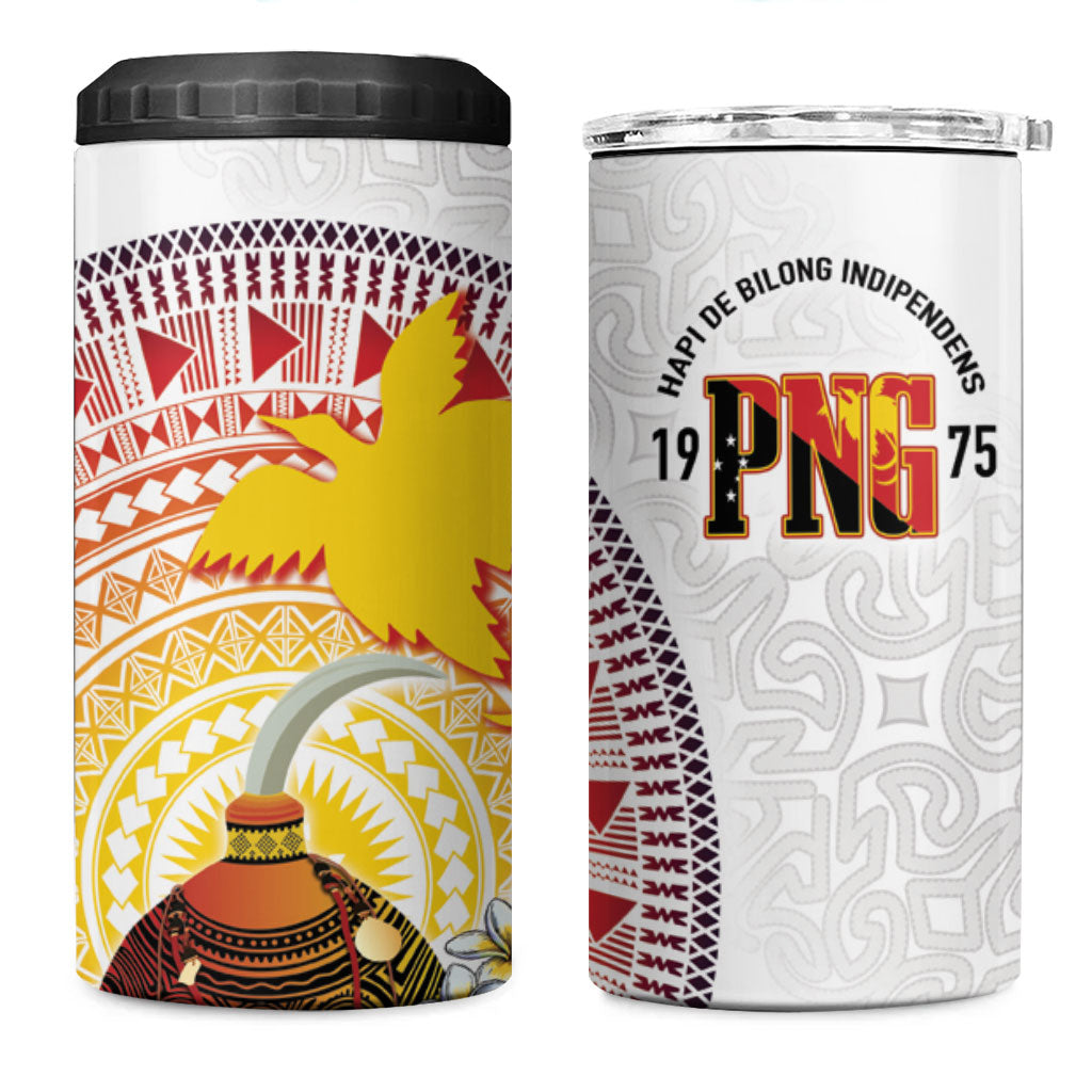 Hapi De Bilong Indipendens Papua New Guinea 4 in 1 Can Cooler Tumbler PNG Lime Pot LT7 One Size: 16 oz White - Polynesian Pride