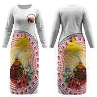 Hapi De Bilong Indipendens Papua New Guinea Couples Matching Long Sleeve Bodycon Dress and Long Sleeve Button Shirt PNG Lime Pot LT7 - Polynesian Pride