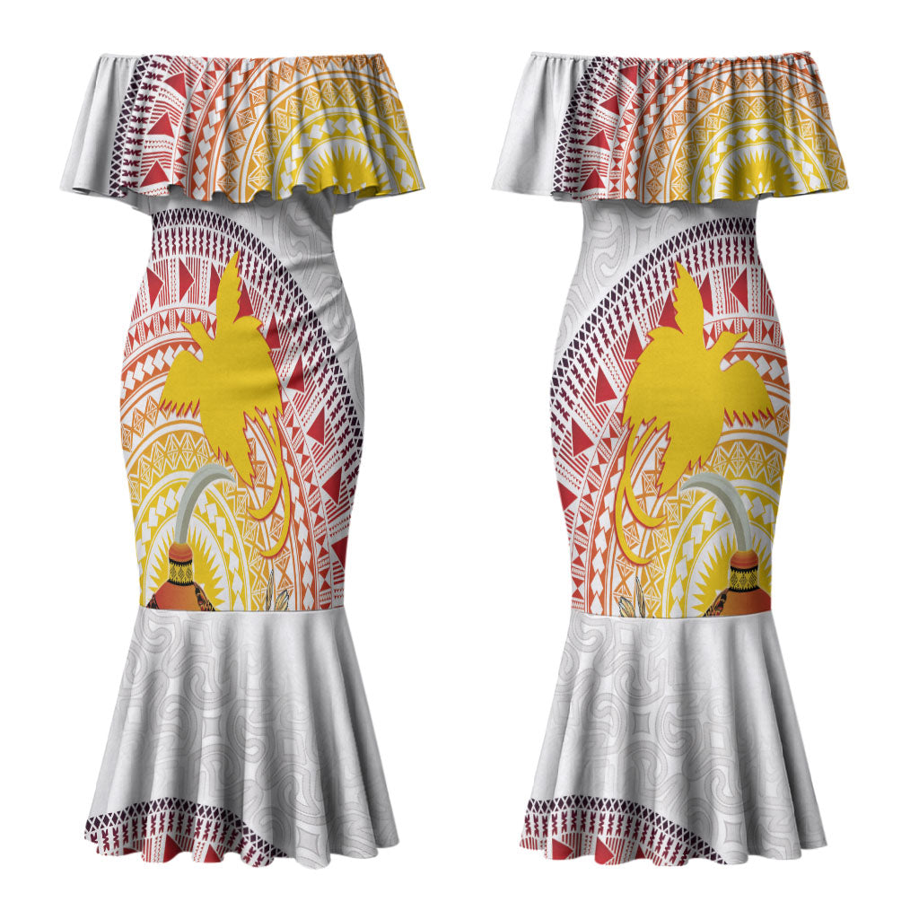 Hapi De Bilong Indipendens Papua New Guinea Couples Matching Mermaid Dress and Hawaiian Shirt PNG Lime Pot LT7 - Polynesian Pride