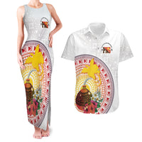 Hapi De Bilong Indipendens Papua New Guinea Couples Matching Tank Maxi Dress and Hawaiian Shirt PNG Lime Pot LT7 White - Polynesian Pride