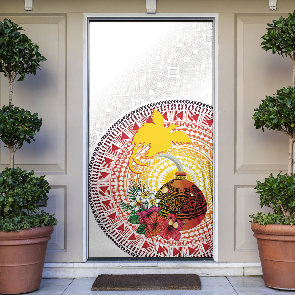 Hapi De Bilong Indipendens Papua New Guinea Door Cover PNG Lime Pot LT7 White - Polynesian Pride