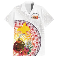 Hapi De Bilong Indipendens Papua New Guinea Family Matching Off Shoulder Short Dress and Hawaiian Shirt PNG Lime Pot LT7 Dad's Shirt - Short Sleeve White - Polynesian Pride
