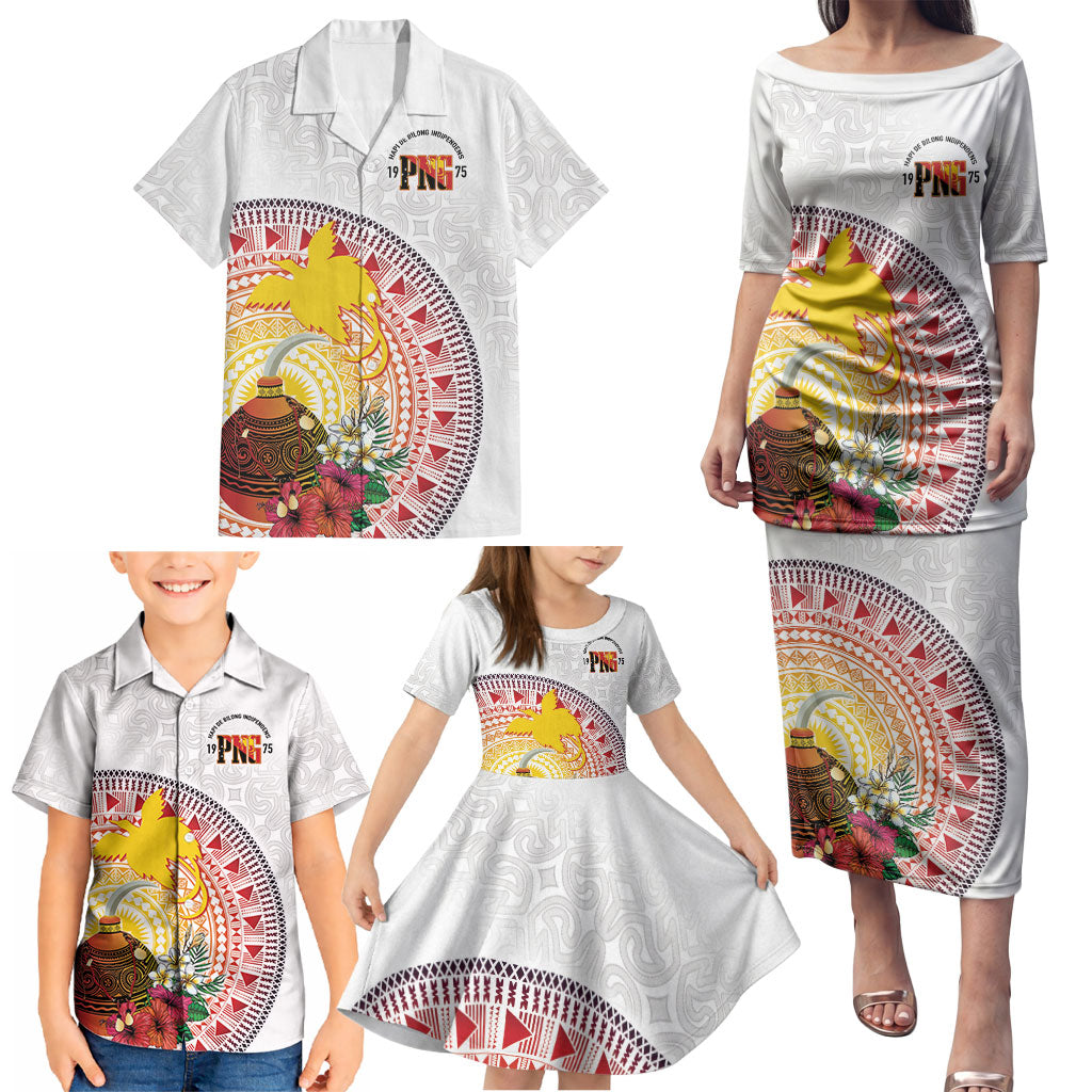 Hapi De Bilong Indipendens Papua New Guinea Family Matching Puletasi and Hawaiian Shirt PNG Lime Pot LT7 - Polynesian Pride