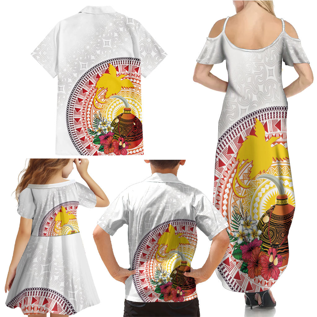 Hapi De Bilong Indipendens Papua New Guinea Family Matching Summer Maxi Dress and Hawaiian Shirt PNG Lime Pot LT7 - Polynesian Pride