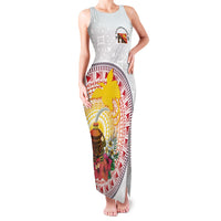 Hapi De Bilong Indipendens Papua New Guinea Family Matching Tank Maxi Dress and Hawaiian Shirt PNG Lime Pot LT7 Mom's Dress White - Polynesian Pride