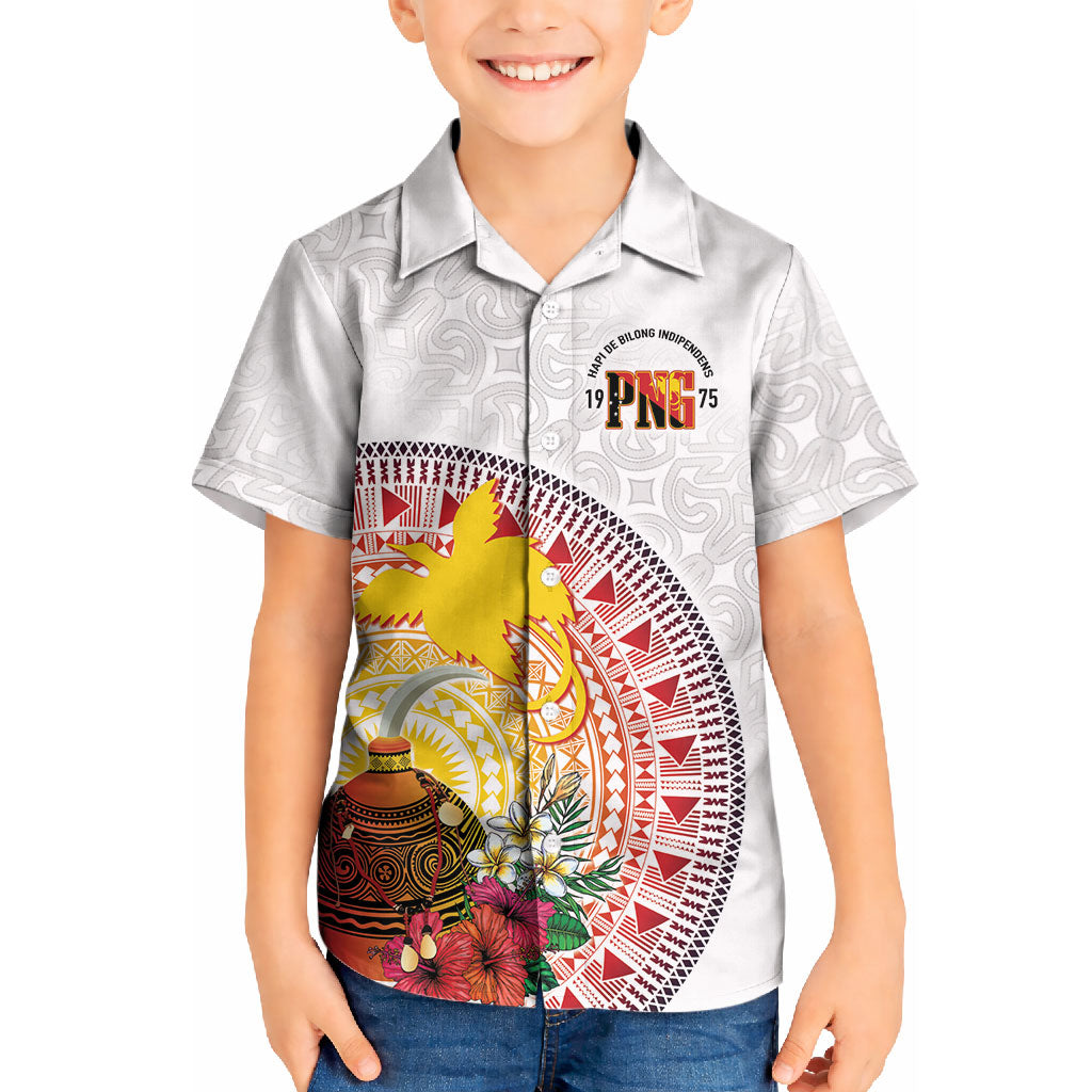 Hapi De Bilong Indipendens Papua New Guinea Kid Hawaiian Shirt PNG Lime Pot LT7 Kid White - Polynesian Pride